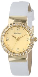 Breda Women's 2368-gold/white Jennifer Rhinestone Mini Bezel Slim Watch