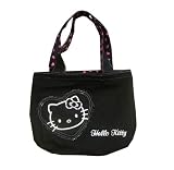 Sanrio Hello Kitty Black Denim REVERSIBLE Shoulder Bag With Silver Metallic Outline Hello Kitty * 08 Newest Collection -- We Have Large Selections! *