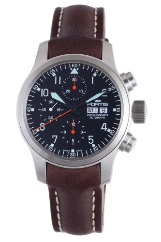 Fortis Men's 597.11.11 L.16 Flieger Automatic Brown Automatic Cronograph Leather Watch