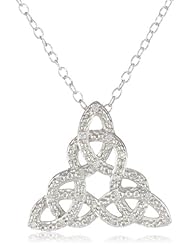 Sterling Silver Diamond Celtic Knot Pendant Necklace (0.06 cttw, I-J Color, I2 Clarity), 18"