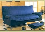 Contemporary Blue & Black Futon Sofa Bed w/Metal Legs