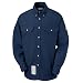 Bulwark Flame Resistant 7 oz Cotton/Nylon Excel FR ComforTouch Regular Dress Uniform Shirt with Tailored Sleeve Plackets, Topstitched Cuff, Navy, X-Large