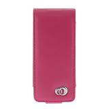 Premium Kroo Magenta Flip Melrose Leather Case with Clip + Premium Reusable LCD Screen Protector for Apple iPod nano 8GB 16Gb Chromatic 4th Generation