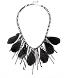 G by GUESS Chain & Feather Necklace, BLACK