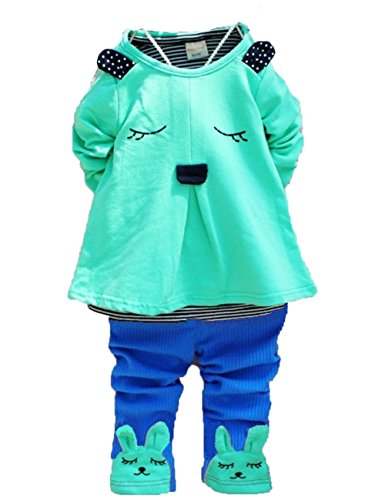 2015 Spring Baby Girls Kid Bunny Rabbit Long Sleeve Shirt Clothes Pants Outfit Set