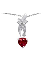 Original Star K (tm) 8mm Heart Shape Created Ruby Pendant in .925 Sterling Silver