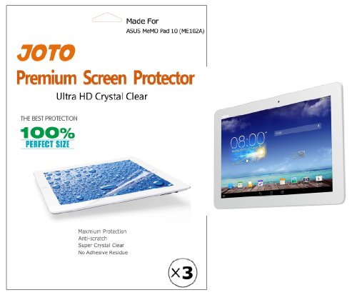 JOTO Premium Screen Protector Film HD Ultra Clear (Invisible) for ASUS MeMO Pad 10 Tablet (ME102A) with Lifetime Replacement Warranty (3 Pack)