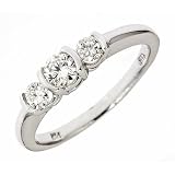 14k White Gold 3-three Stone Diamond Engagement Ring Channel Setting (1/2 Cttw, Vs Clarity, F Color)