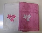 Pair of Cotton Bath Towels PINK / WHITE