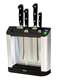 IMAGE OF Pure Living HPLKS02 Ultraviolet Light Purifying Knife Holding System, Black and Silver