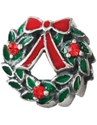 Zable(tm) Sterling Silver Wreath with Enamel and Crystals Bead / Charm