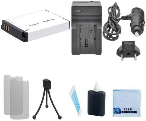 SLB-10A Replacement Battery + Car/Home Charger For Samsung EX2, L100, ES50, HZ10W, IT100, M100, NV9, P800, PL50, SL102, TL9, WB150F, WB250F, WB500, WB550, WB750, WB850F, WB800F, WB2100, HMX-U100, HMX-U100UN, HMX-U100SN &amp; More.. Camera + Complete Starter Kit
