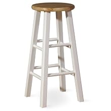 International Concepts 1S02-424 24-Inch Rountop Barstool, White/Natural