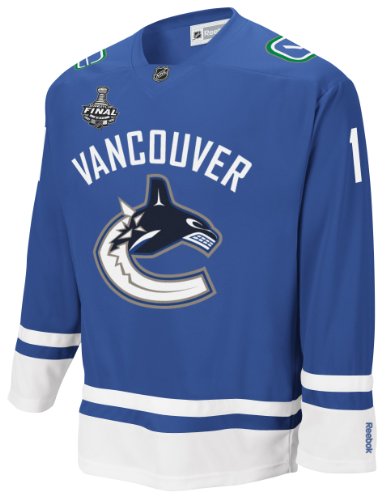NHL Men's Vancouver Canucks Roberto Luongo Stanley Cup Jersey (Blue, Medium)