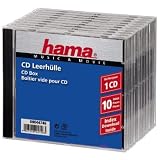 Hama - Lot de 10 boites vides transparentes avec fond noir pour CD simples