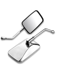Automotive Parts and Accessories: Chrome Rectangular Side Mirror For Kawasaki Eliminator ER-6N Vulcan ZRX Z750 2x - Motorbike Mirrors