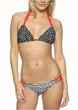 Le Doux Rouge spot and stripe contrast halter bikini set