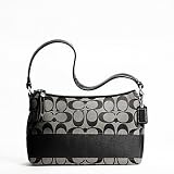 Coach Signature Stripe Top Handle Pouch Small Handbag