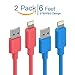 Apple Charger Cord, Cambond 2 Pack 8 Pin Apple Certified iPhone Lightning to USB Cable Durable Stepped Apple Cord 6ft Charging Cable Blue and Peach