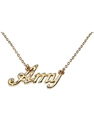 Name Necklaces Amy - Personalized Necklace Gold Plated 18K, Belcher Chain, 2mm Thick