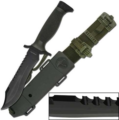 9dug3h2t3b27 M5ufw6uew Hk-6001 Survival Knife w/ Reverse Double Serration Steel Fixed Knife Fix Blade Hunt Camping Camp