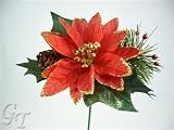 Review GT Decorations  / 4 Artificial Silk Flower Poinsettia Pine Cone Pick from GT Decorations