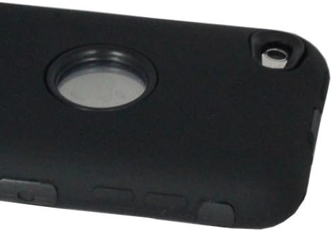 ASleek Black Silicone Skin / Black Hard Hybrid Case Cover for Apple iPod Touch 4th Generation