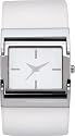 French Connection Ladies Silver Case White Leather Strap Watch