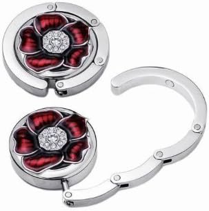 Embossed Collection Foldable Purse Hook (Red Flower)