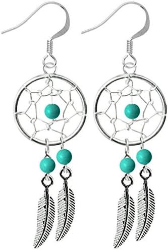 Silver Dreamcatcher earring with genuine Turquoise stones