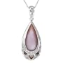 10k White Gold Pink Mother-of-Pearl and Diamond-Accent Pendant (.048 cttw), 18"