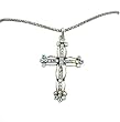 Necklace - N193 - CZ Cross on Rope Chain ~ Clear AB