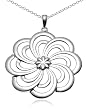 Sterling Silver Open Petal Flower Pendant, 18"