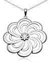 Sterling Silver Open Petal Flower Pendant, 18"