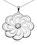 Sterling Silver Open Petal Flower Pendant, 18"