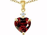 1.80 cts 14K Yellow Gold Plated 925 Sterling Silver Heart Shaped Genuine Garnet Pendant
