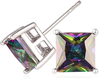 1-7 Pairs Men Women Stud Earrings Stainless Steel Needle Ear Piercing Jewelry Rainbow CZ Crystal Diamoned Heart/Star/Square/Pearl Stud Earrings Set