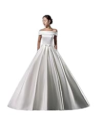  Lace-Up Off the Shoulder 2015 Satin  Dress with a Brush/Sweep Train  With a Bow(s) and a Sash 