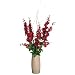 Floral Artificial Potted Delphiniums in Red and Green