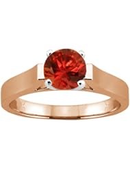 0.80 Ct Round Cognac Red SI1/SI2 Diamond 18K Rose Gold Solitaire Ring