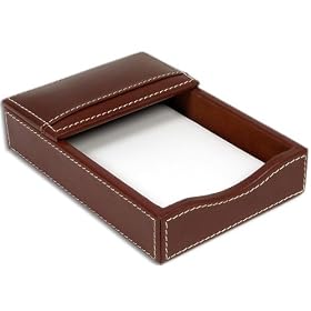 Rustic Genuine Leather Executive Memo Holder, Holds 4x6 Memo Pads