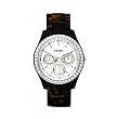 Fossil Womens ES2456 Tortoise Resin Bracelet White Glitz Analog Dial Watch