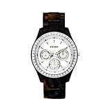 Fossil Women's ES2456 Tortoise Resin Bracelet White Glitz Analog Dial Watch