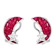 Earrings With 5.60ctw Precious Stones - Genuine Clean Diamonds and Rubies Well Made in 18K White Gold. Total item weight 9.1g Length 15mm