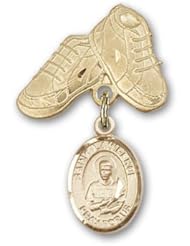 14K Gold Baby Badge with St. Lawrence Charm and Baby Boots Pin