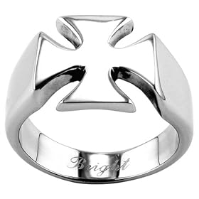 316L Stainless Steel Iron Cross Ring - Width: 22mm