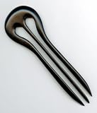 Gaboon Ebony Wood Hair Fork Simple Round three prong Design