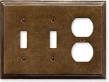 ART DECO STEP Mottle Antique Brass Switchplates Outlet Covers, Rocker, GFCI