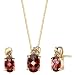 Jewelry : Charming and Chic 2.32cts Oval Checkerboard Garnet Diamond Pendant Earrings Set 14Kt Yellow Gold