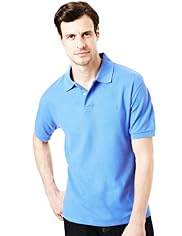 Blue Harbour Cotton Rich Slim Fit Marl Polo Shirt with Stay New™